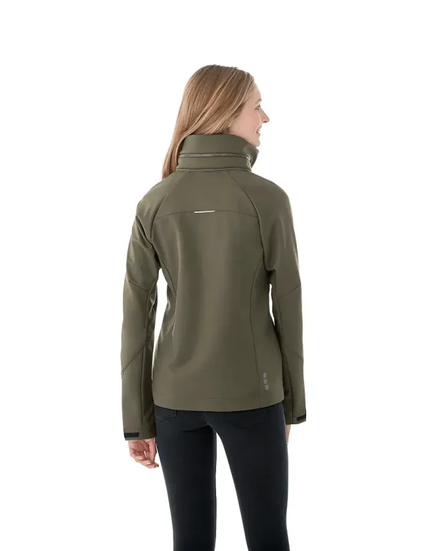 Custom Women's Waterproof Softshell Jacket with Roll-Away Hood - Peyto — view 2