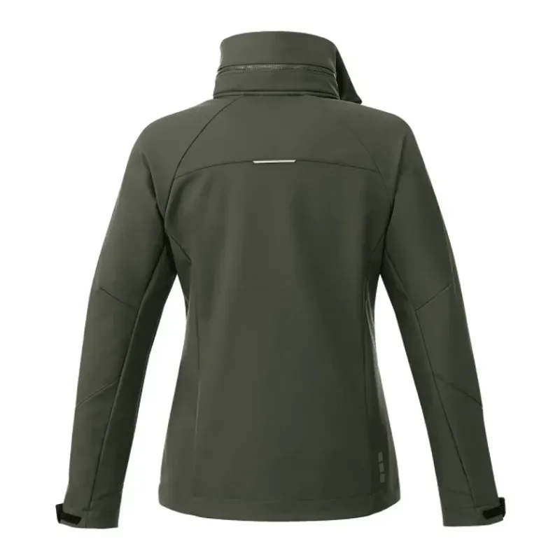 Custom Women's Waterproof Softshell Jacket with Roll-Away Hood - Peyto — view 3