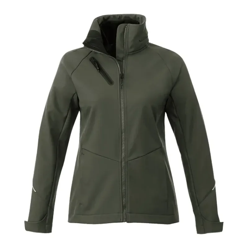 Custom Women's Waterproof Softshell Jacket with Roll-Away Hood - Peyto — view 4