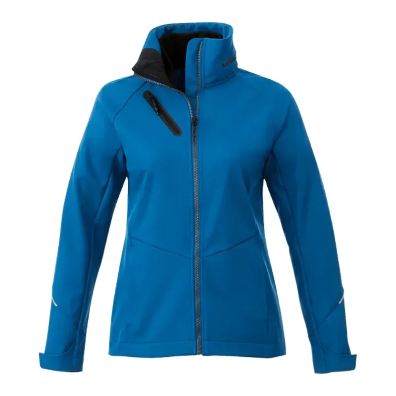 Custom Women's Waterproof Softshell Jacket with Roll-Away Hood - Peyto — view 9