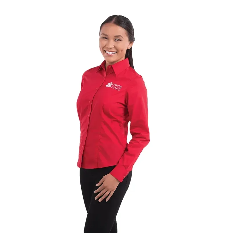 Customized Women's Preston Long Sleeve Button Up Shirt - 65% Polyester 35% Cotton — view 10