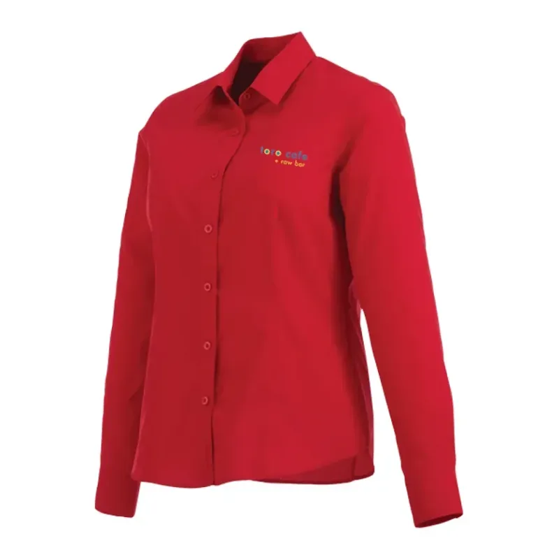 Customized Women's Preston Long Sleeve Button Up Shirt - 65% Polyester 35% Cotton — view 11