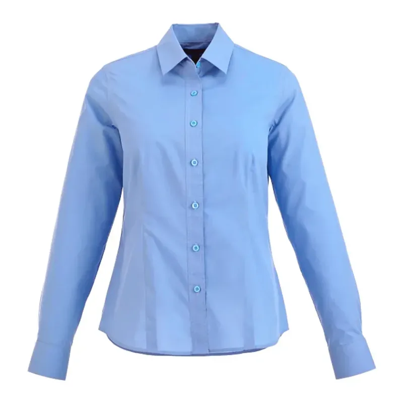 Customized Women's Preston Long Sleeve Button Up Shirt - 65% Polyester 35% Cotton — view 13