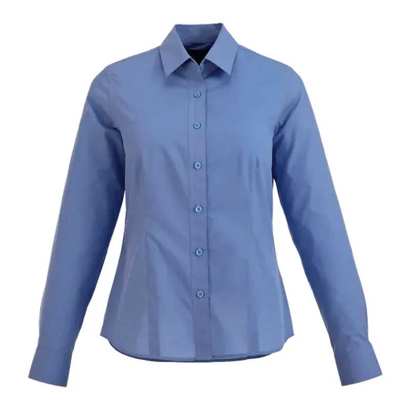 Customized Women's Preston Long Sleeve Button Up Shirt - 65% Polyester 35% Cotton — view 16