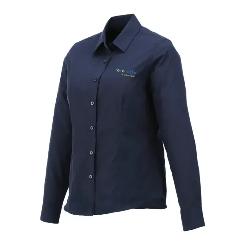 Customized Women's Preston Long Sleeve Button Up Shirt - 65% Polyester 35% Cotton — view 20