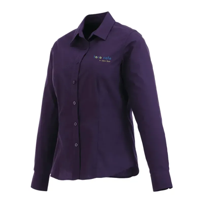 Customized Women's Preston Long Sleeve Button Up Shirt - 65% Polyester 35% Cotton — view 23