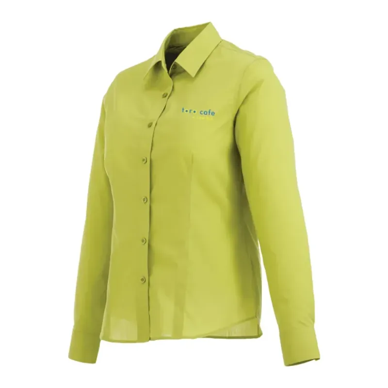 Customized Women's Preston Long Sleeve Button Up Shirt - 65% Polyester 35% Cotton — view 28