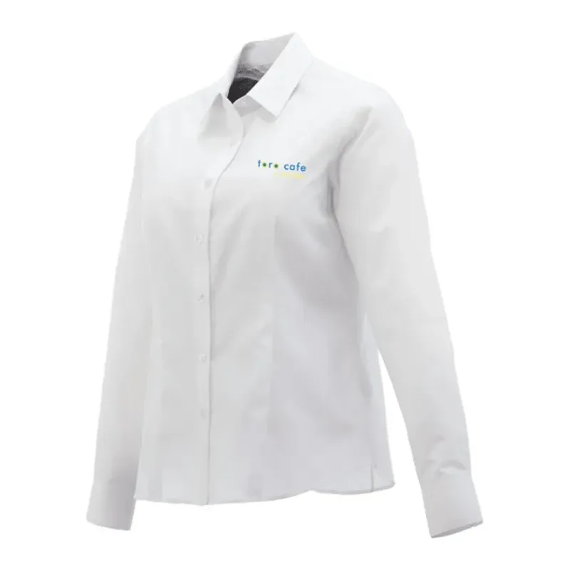 Customized Women's Preston Long Sleeve Button Up Shirt - 65% Polyester 35% Cotton — view 3