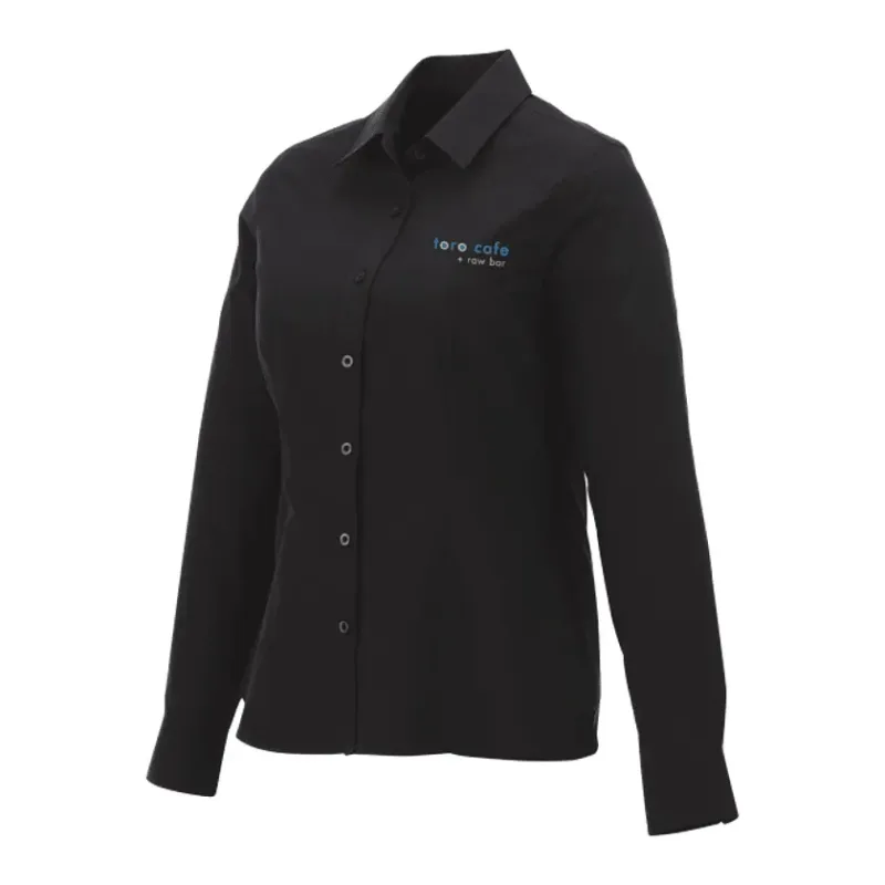 Customized Women's Preston Long Sleeve Button Up Shirt - 65% Polyester 35% Cotton — view 31