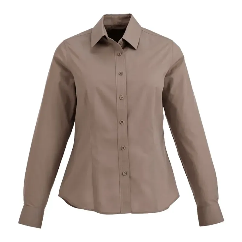 Customized Women's Preston Long Sleeve Button Up Shirt - 65% Polyester 35% Cotton — view 4