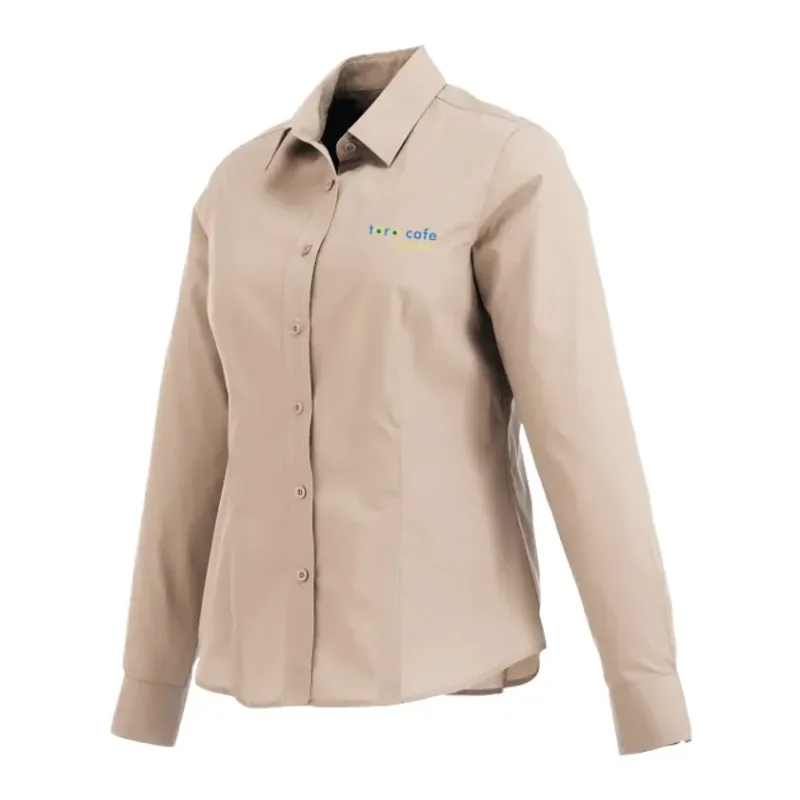 Customized Women's Preston Long Sleeve Button Up Shirt - 65% Polyester 35% Cotton — view 6