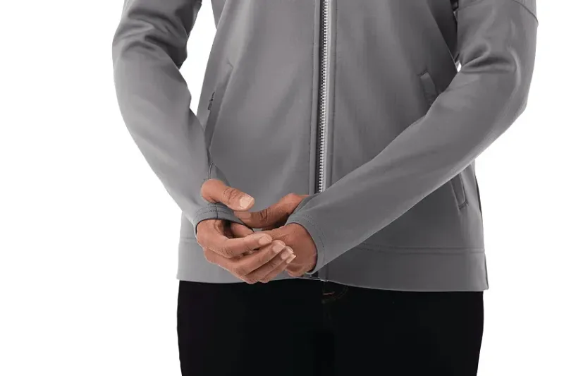 Branded Women's Full Zip Performance Jacket with Thumb Holes - Senger Knit — view 5