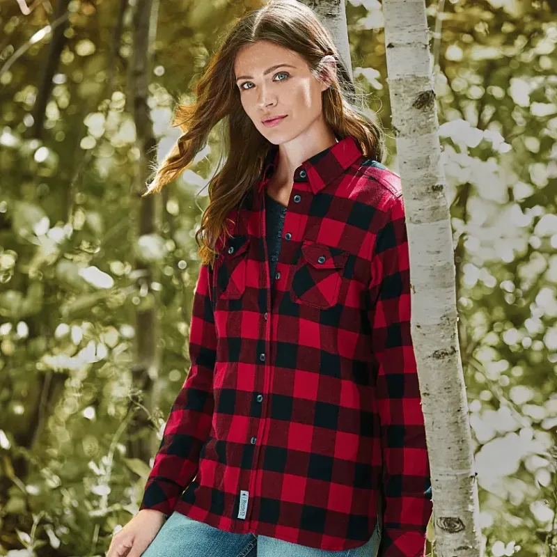 Custom Long Sleeve Women's Flannel Shirt - Roots73 Sprucelake — view 3