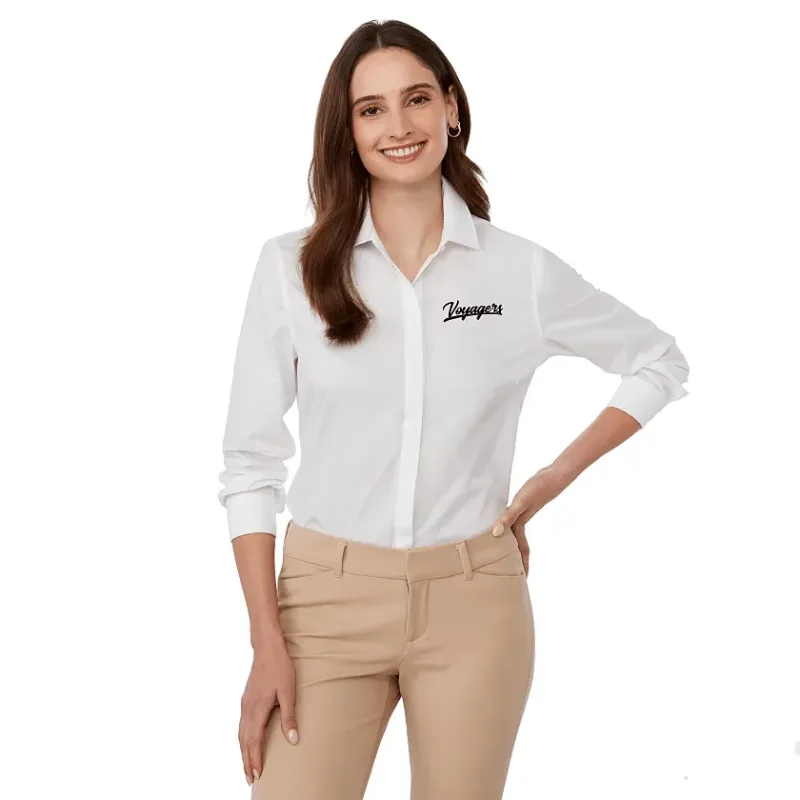Custom UNTUCKit Tracey Long Sleeve Button Up Shirt for Women — view 11