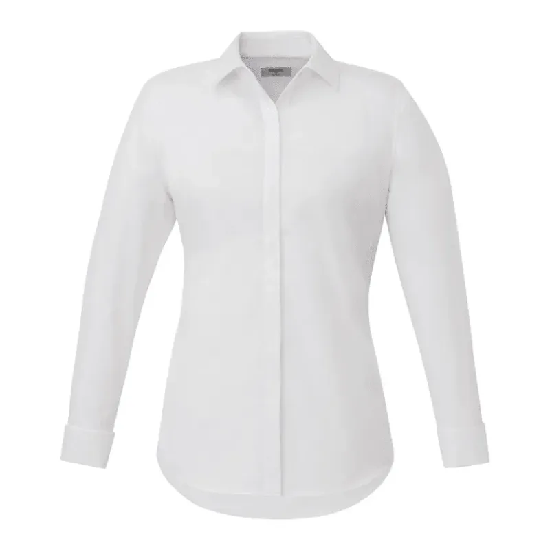 Custom UNTUCKit Tracey Long Sleeve Button Up Shirt for Women — view 17
