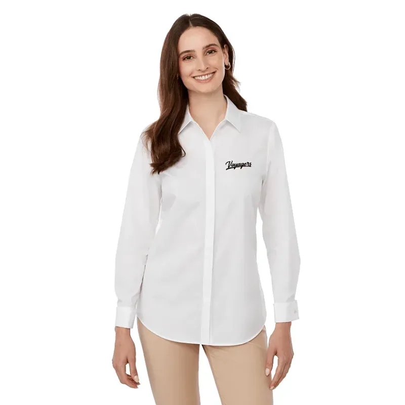 Custom UNTUCKit Tracey Long Sleeve Button Up Shirt for Women — view 21