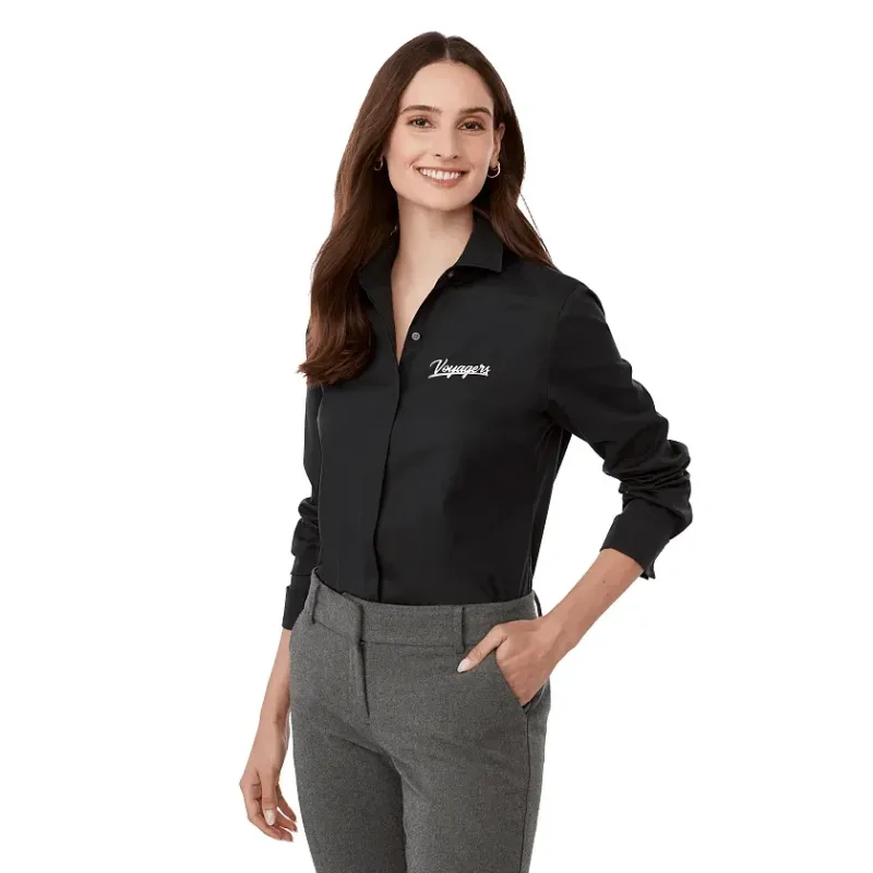 Custom UNTUCKit Tracey Long Sleeve Button Up Shirt for Women — view 7