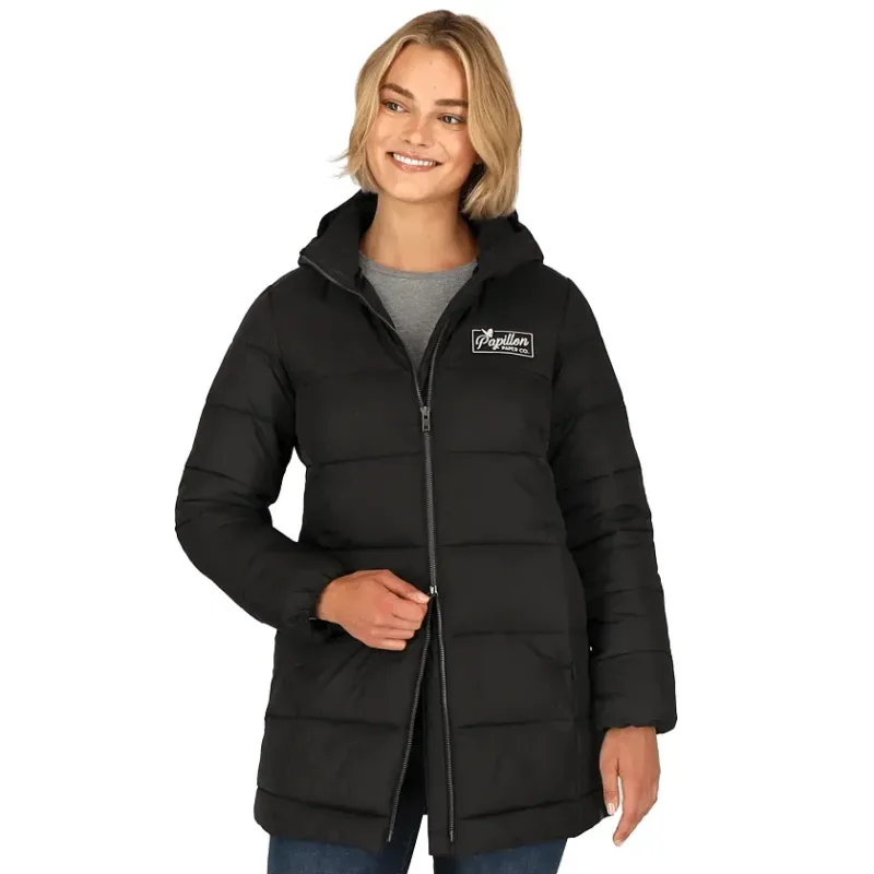 Custom Branded Geneva Eco Long Packable Insulated Jacket for Women — view 7
