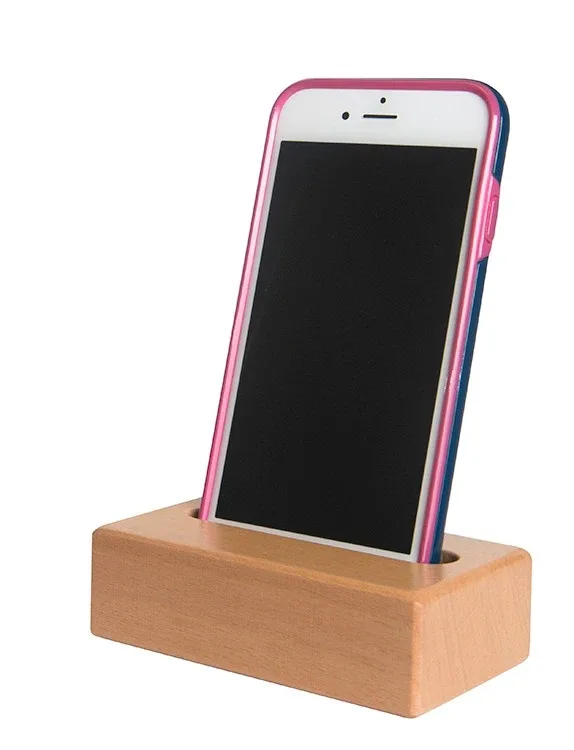 Custom Wooden Block Phone Holder — view 5