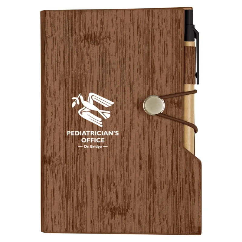 Woodgrain Look Notebook With Sticky Notes And Flags — view 2