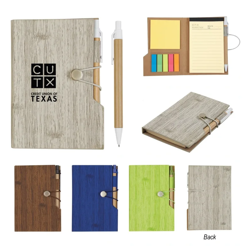 Woodgrain Look Notebook With Sticky Notes And Flags — view 7