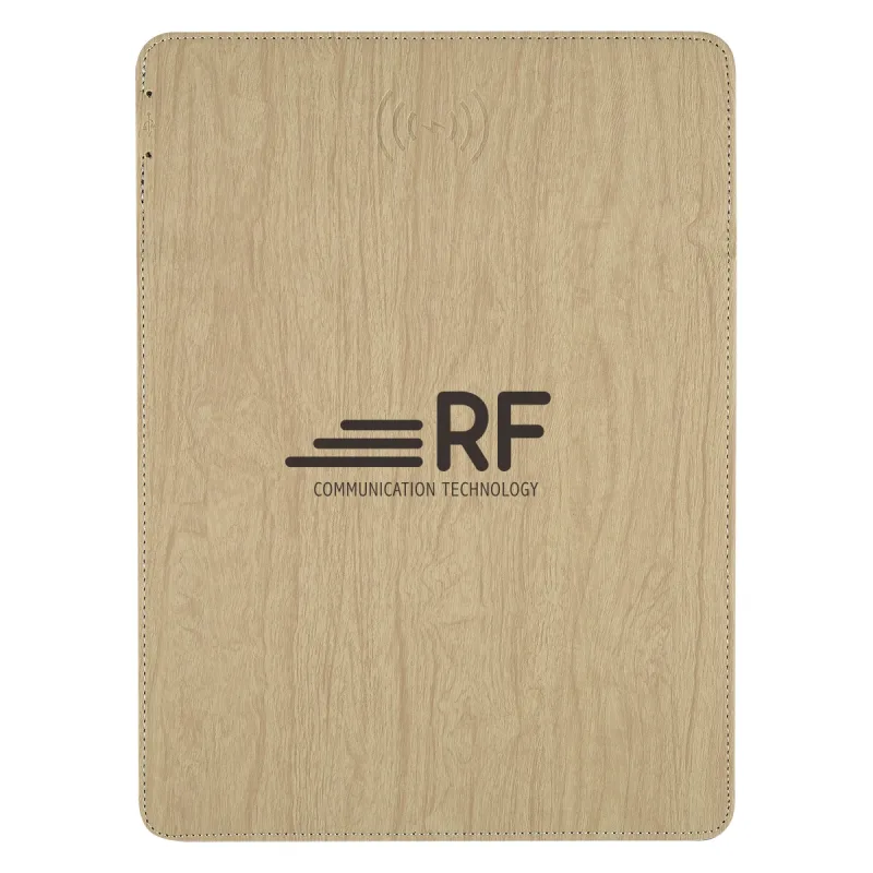 Woodgrain Wireless Charging Mouse Pad With Phone Stand — view 2