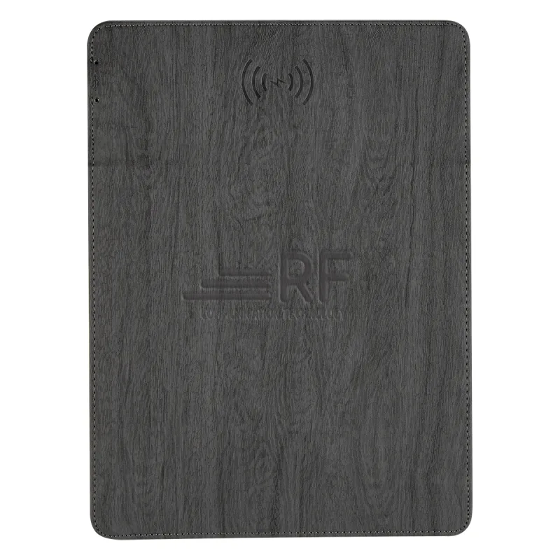 Woodgrain Wireless Charging Mouse Pad With Phone Stand — view 3
