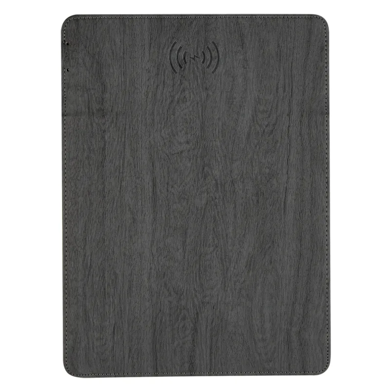 Woodgrain Wireless Charging Mouse Pad With Phone Stand — view 4