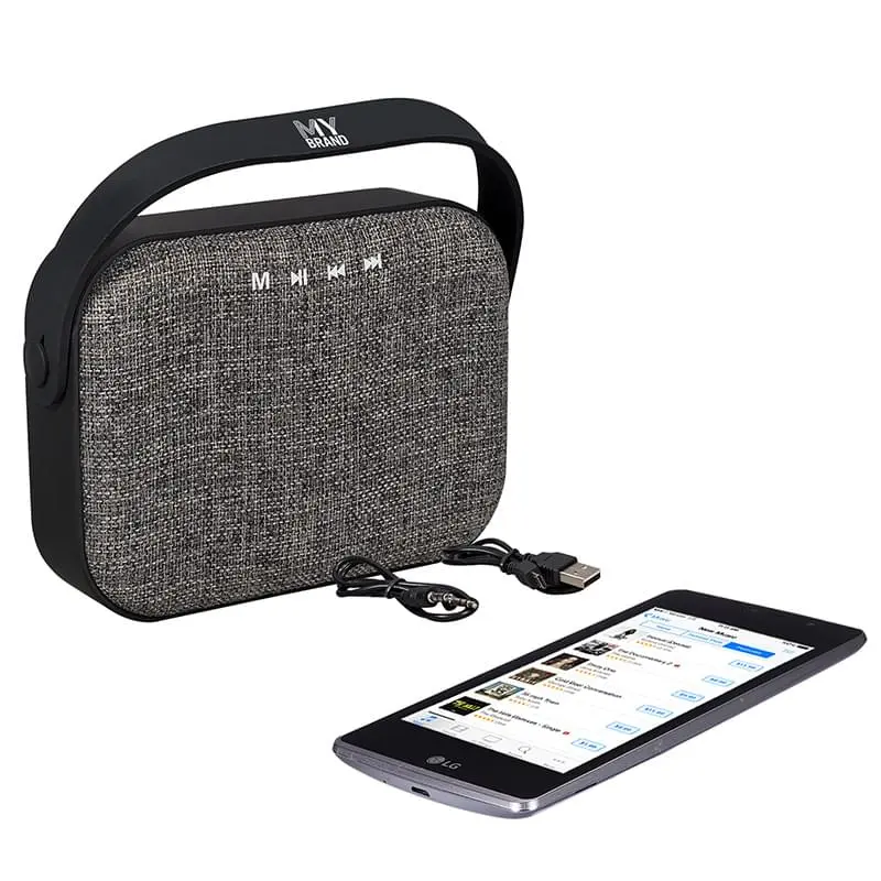 Branded Woven Fabric Bluetooth Speaker with Built-in Microphone