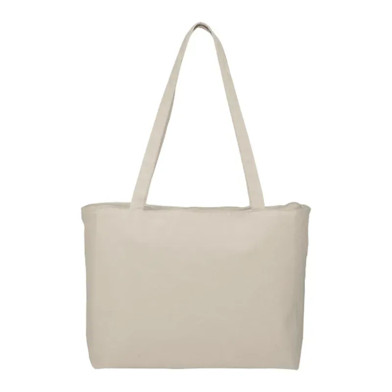 Custom Cotton Canvas Shopper Tote with Zipper - 12oz — view 2