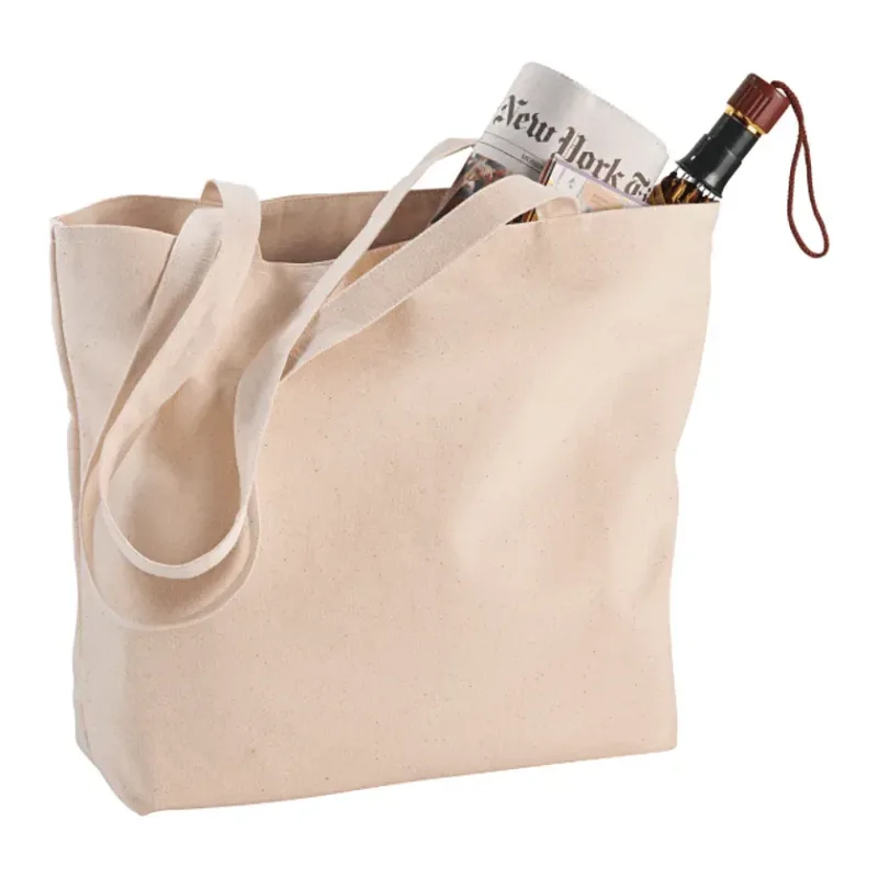 Custom Cotton Canvas Shopper Tote with Zipper - 12oz — view 4
