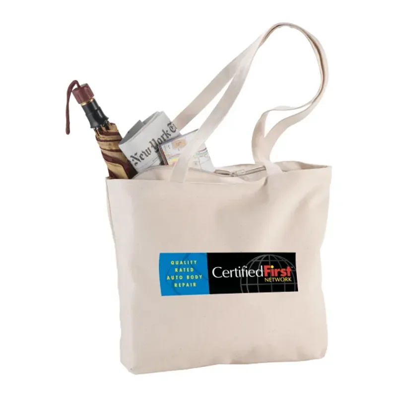 Custom Cotton Canvas Shopper Tote with Zipper - 12oz — view 6