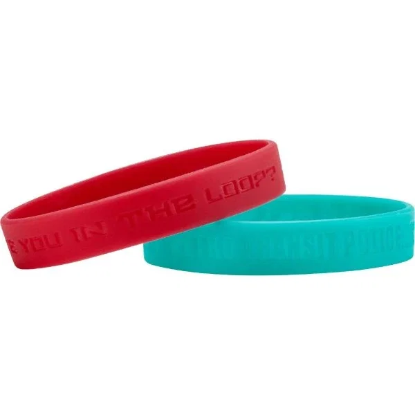 1/2-inch debossed silicone wristband, latex-free promotional band in solid color