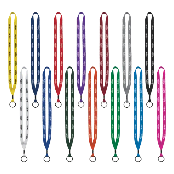 Polyester Lanyard w/Metal Crimp & Metal Split Ring - 1/2"