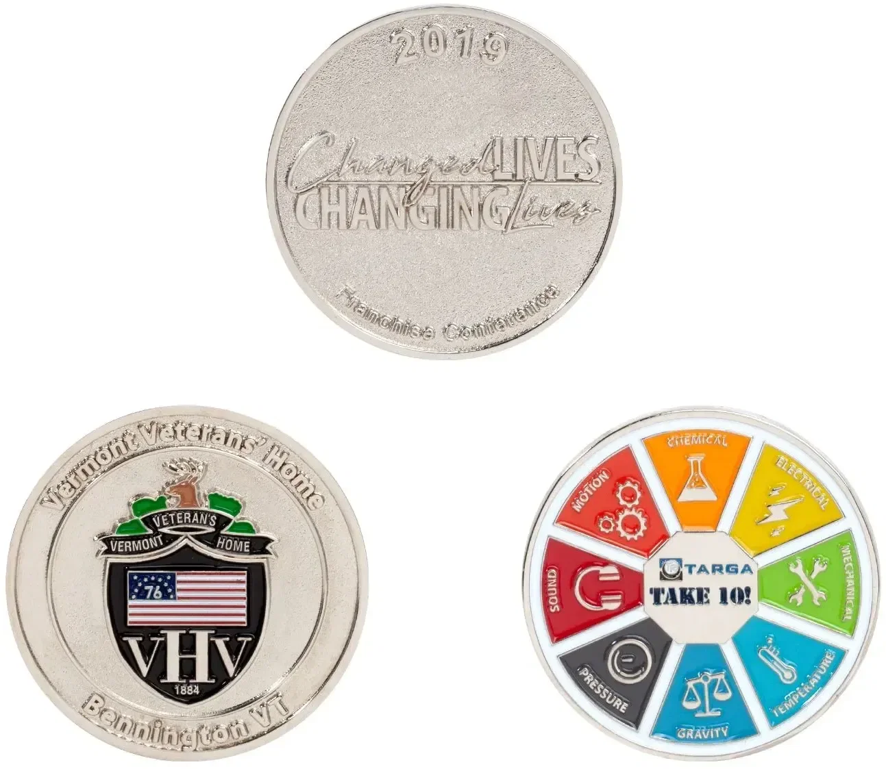 Custom Logo Zinc Challenge Coins (1.5", 4 Colors, 1 Side) — view 2