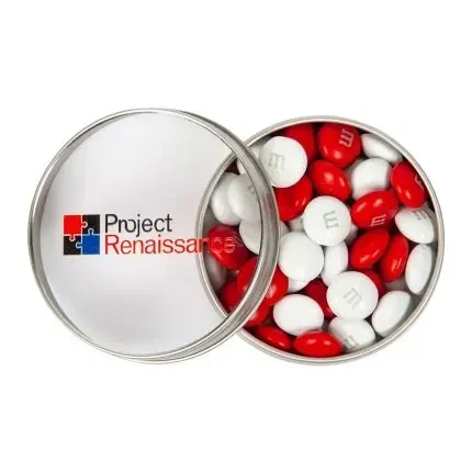 1.5 oz. Color Choice M&M'S® in Silver Tin with Custom Printed Lid — view 2