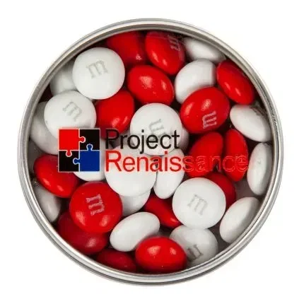 1.5 oz. Color Choice M&M'S® in Silver Tin with Custom Printed Lid — view 4
