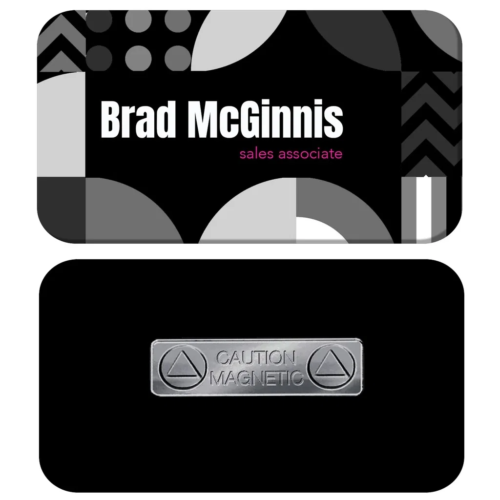 1.5 x 3 Name Badge - Magnet Back — Black