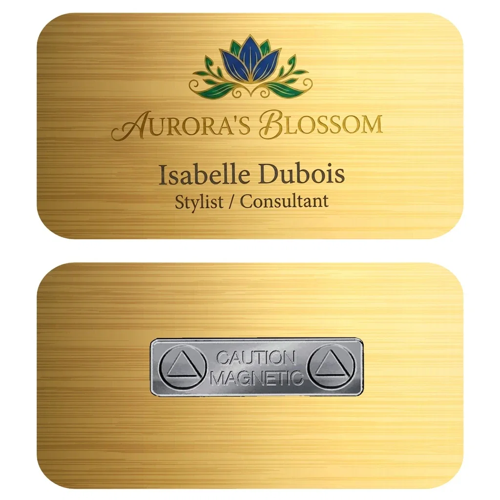 1.5 x 3 Name Badge - Magnet Back — Gold — view 3