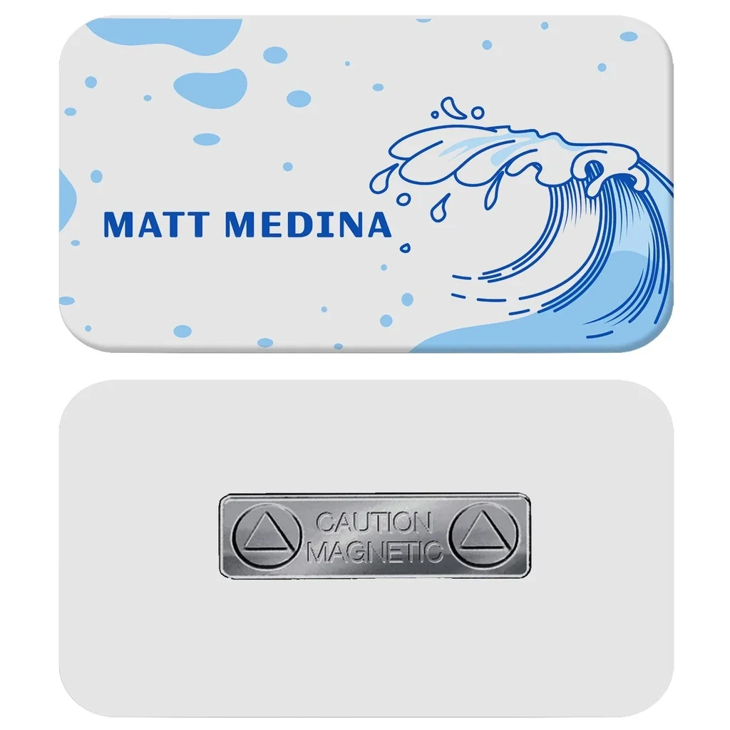 1.5 x 3 Name Badge - Magnet Back — White — view 4
