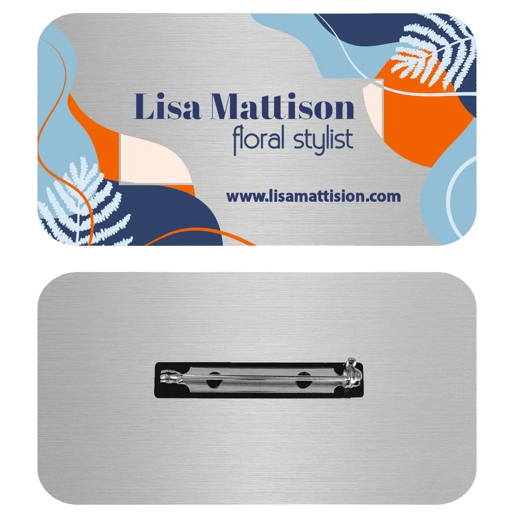 1.5 x 3 Name Badge - Pin Back — Silver — view 2