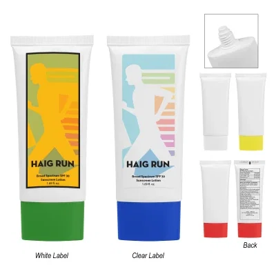 Sunscreen tube with SPF 30 protection in a flip top