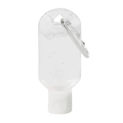 White capped bottle standing on its base