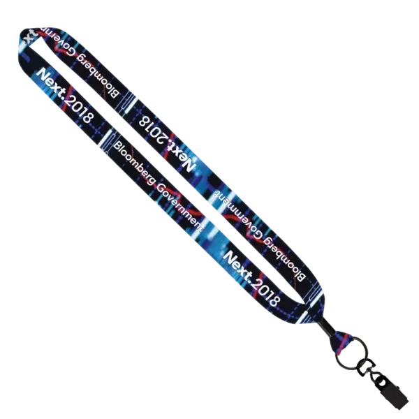 1" Dye Sublimated Lanyard with Metal Crimp & Metal Bulldog Clip