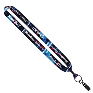 1" Dye Sublimated Lanyard with Metal Crimp & Metal Bulldog Clip