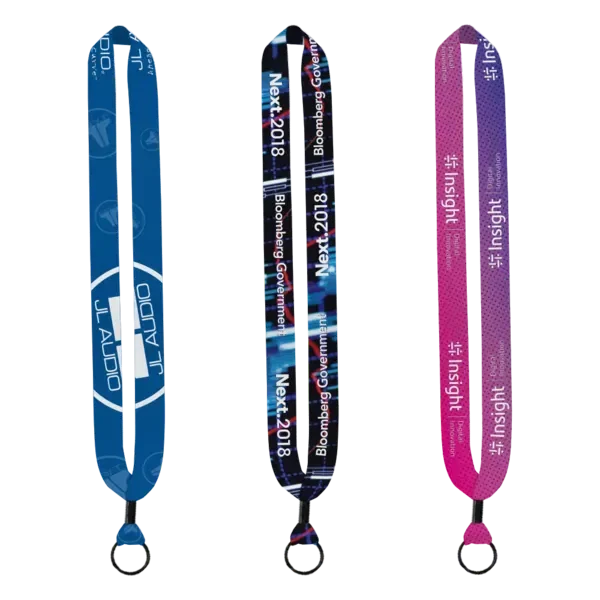 Dye Sublimated Lanyard with Metal Crimp & Metal Bulldog Clip - 1"