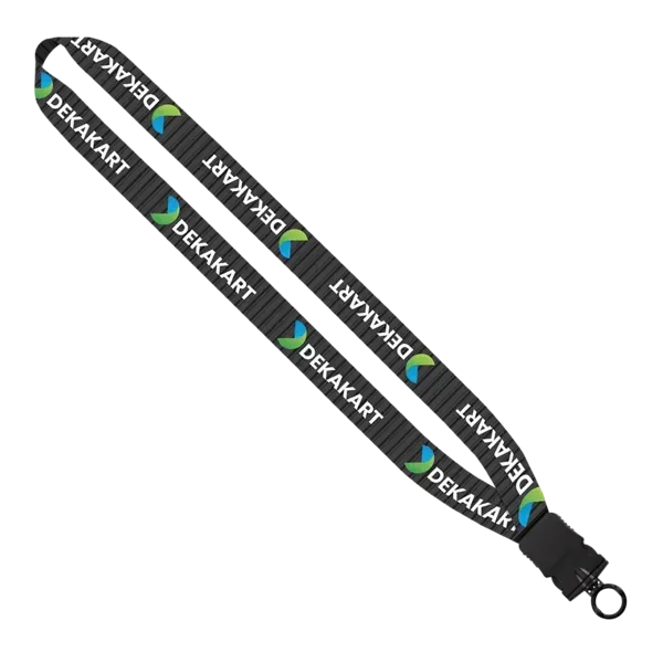 Dye-Sublimated Lanyard with Plastic Snap-Buckle Release and Plastic O-Ring - 1"