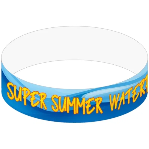 1 inch Tyvek Event Wristband worn on wrist with tamper-resistant adhesive tab