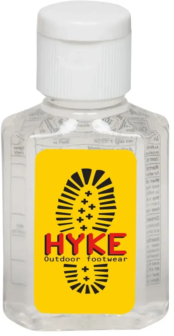 Custom alcohol-free hand sanitizer bottle with branded logo, front view
