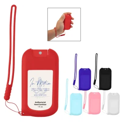 One ounce hand sanitizer bottle held in a silicone case
